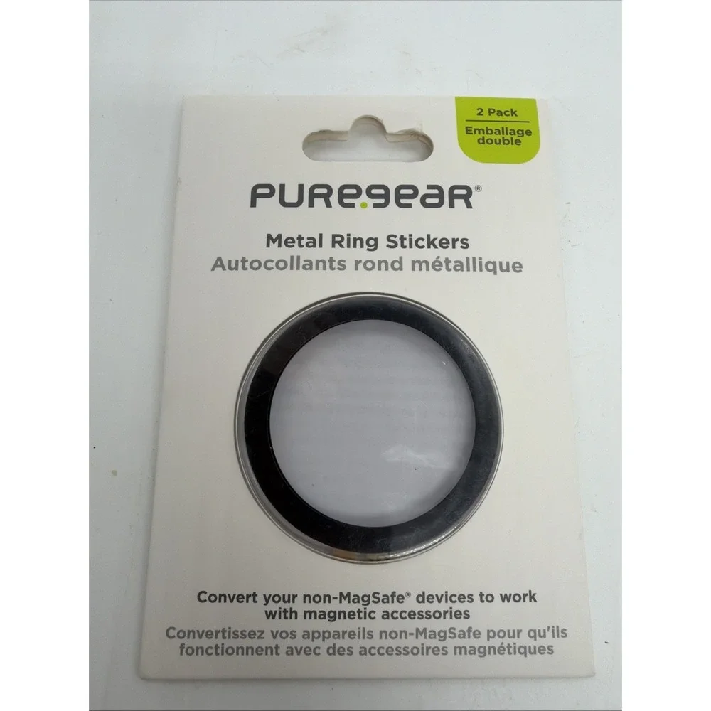 2 Pack PureGear Magnetic Ring Stickers for iPhone 8 & Later Models - Black